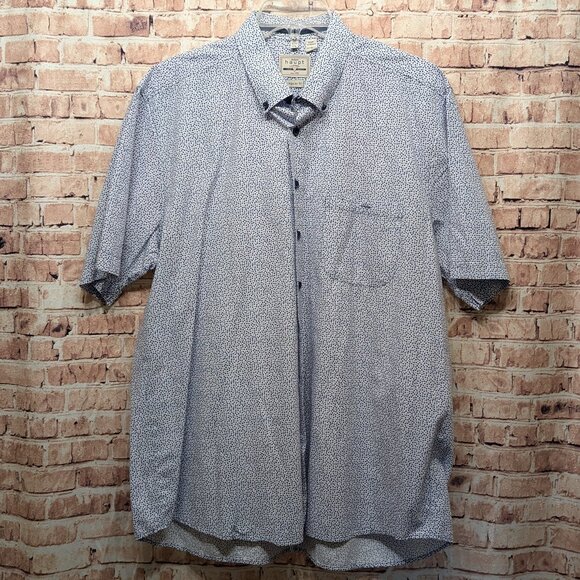 Haupt Short Sleeve Button Down Star Pattern Reg. Fit 43/44 17 1/2 Neck - Picture 1 of 11